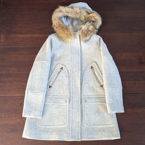 NWT $365 J. Crew 2 Heather Dusk Chateau Parka Italian Stadium Cloth Nello Gori - Picture 2 of 6